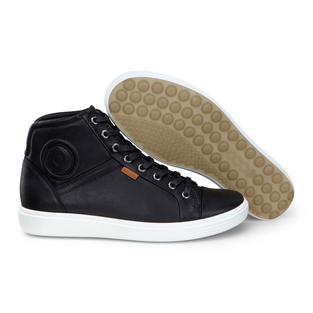 Womens Sneakers - ECCO Soft 7 High Top - Black - 6057ZYUCK